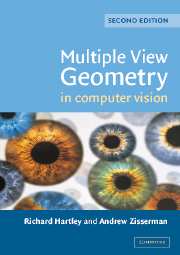 Multiple view geometry in computer vision. Hartley, Zisserman; Cambridge University Press, 2003
